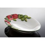 (09) ovale Tomatenplatte "Rosso/Verde" 21x15