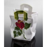 (08) kleine Anthurien Blumenvase  in Form einer Tasche 14,5x9,5