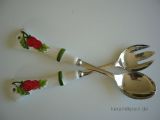 (23) Tomaten Salatbesteck Keramik/Metall 28