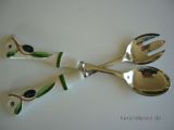 (34) Oliven Keramikbesteck Keramik/Metall 28
