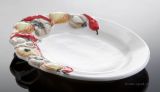 (04) ovaler Antipastiteller, Knoblauch- Pfefferoni 21x17