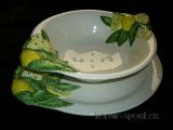 (20) Zitronen - Obstabtropfsch&uuml;ssel mit gro&szlig;em Teller "Limoni" 30x9