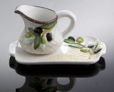(21) Olivenkrug mit Unterplatte "Cesto" 26x15,5- 0,5l