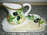 (21) Olivenkrug mit Unterplatte "Cesto" 26x15,5- 0,5l