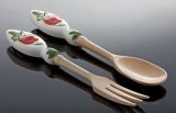 (23) Tomaten Salatbesteck Holz/Keramik 27