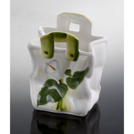 Klicken um zu vergrößern (07) kleine Calla Blumenvase in Form einer Tasche 14,5x9,5