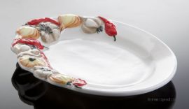 Klicken um zu vergrößern (04) ovaler Antipastiteller, Knoblauch- Pfefferoni 21x17