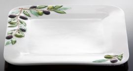 (10) quadratische Olivenplatte- Teller "Oliva" 31x2,5