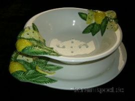 (20) Zitronen - Obstabtropfsch&uuml;ssel mit gro&szlig;em Teller "Limoni" 30x9