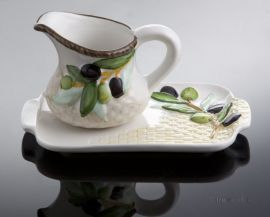 (21) Olivenkrug mit Unterplatte "Cesto" 26x15,5- 0,5l