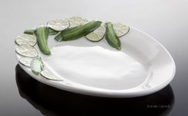 Klicken um zu vergrößern (10) ovaler Gurken Antipastiteller 21x17