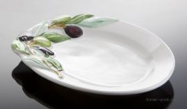 (02) ovaler Antipastiteller, Oliven "Oliva" 21x17