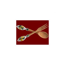 (34) Zitronen Salatbesteck Keramik/Holz 27