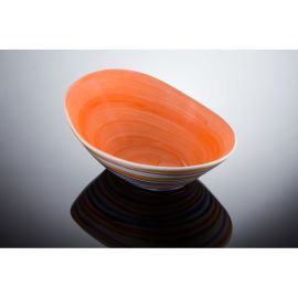 (03B) ovale Schale mit Streifen M Orange 30x21