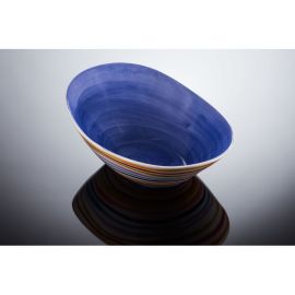 (01B) ovale Schale mit Streifen M Blau 30x21