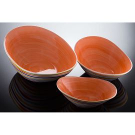 (03D) ovales 3-teiliges Schalenset mit Streifen Orange