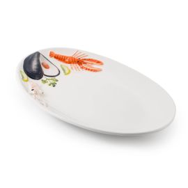 (05) ovaler Meeresfrüchte Teller- Servierplatte 37x26