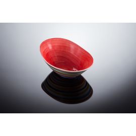 (07A) ovale Schale mit Streifen S Rot 21x15