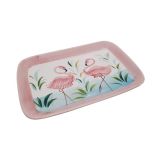 (31)  rechteckige Flamingo Platte/ Teller 28x19