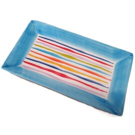 (04D) Streifen Servierplatte 26x15x,2,5 Türkis