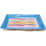 (04D) Streifen Servierplatte 26x15x,2,5 Türkis