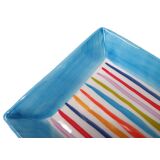 (04D) Streifen Servierplatte 26x15x,2,5 Türkis