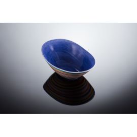 (01A) ovale Schale mit Streifen S blau 21x15